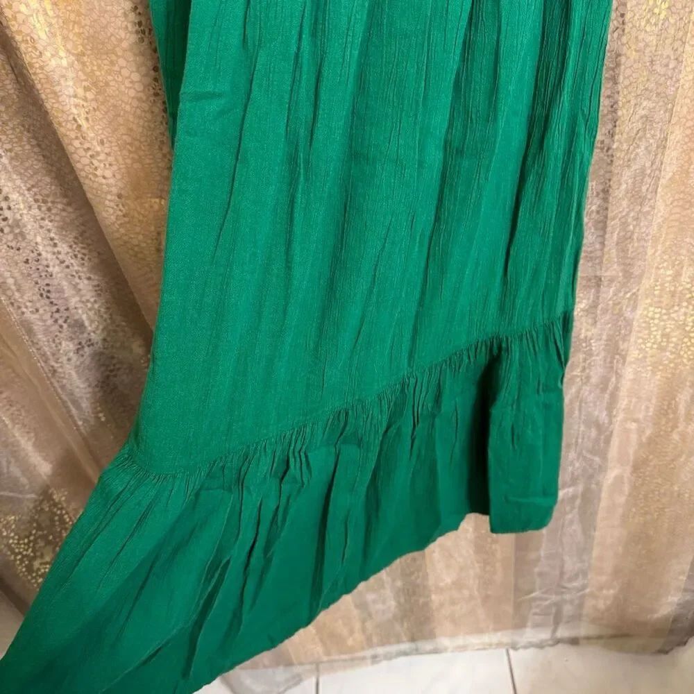 Aerie Kelly Green Smocked Strapless Midi Beachy Summer Dress XS NWT - Picture 6 of 9